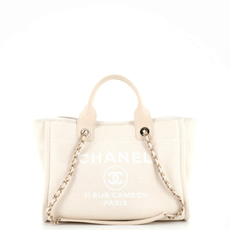 Chanel Deauville NM Chain Handle Tote Mixed Fibers Small