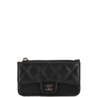 Chanel Flap Zip Card Holder Quilted Caviar