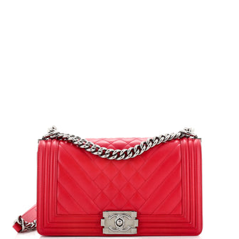 Chanel Boy Flap Bag Quilted Lambskin Old Medium