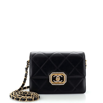 Chanel Crystal Geometric Frame CC Flap Bag Quilted Calfskin Mini