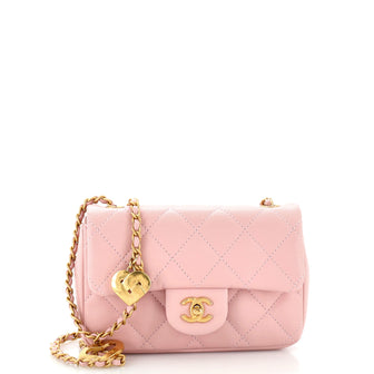 Chanel Heart Charms Flap Bag Quilted Lambskin Mini