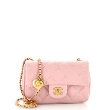 Chanel Heart Charms Flap Bag Quilted Lambskin Mini