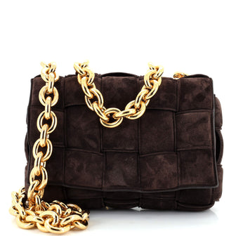 Bottega Veneta Cassette Chain Crossbody Bag Padded Maxi Intrecciato Suede