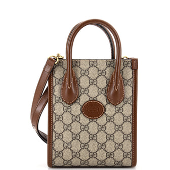 Gucci Interlocking G Patch Tote GG Coated Canvas Mini