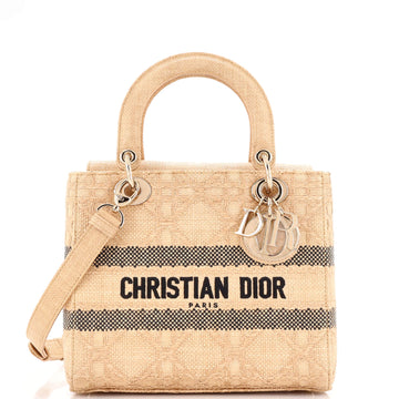 Christian Dior Lady D-Lite Bag Cannage Embroidered Raffia Medium