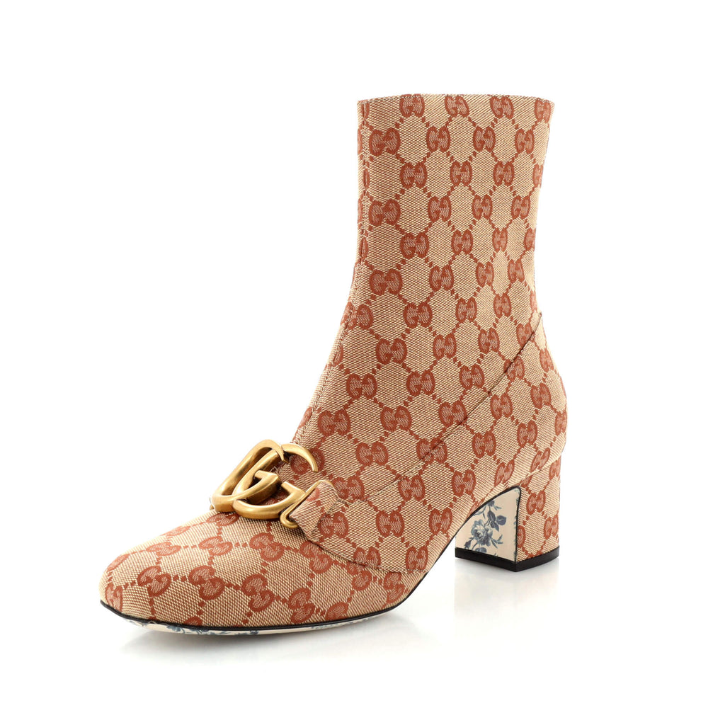 Gucci Women's Victoire Ankle Boots GG Canvas Neutral 2651641