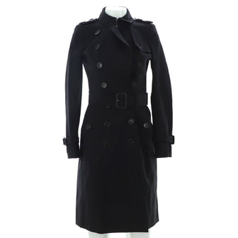 Burberry Women's Double Breasted Belted Mid-Length Trench Coat Cotton