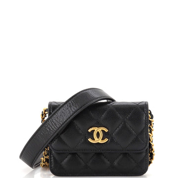 Chanel Twist Your Buttons Flap Belt Bag Quilted Caviar