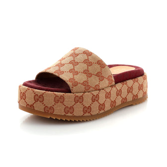 Gucci Women's Angelina Platform Slide Sandals GG Canvas