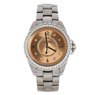 Chanel J12 Chromatic Automatic Watch Titanium and Ceramic with Diamond Bezel and Markers 38