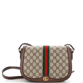 Gucci Ophidia Saddle Flap Shoulder Bag GG Coated Canvas Small