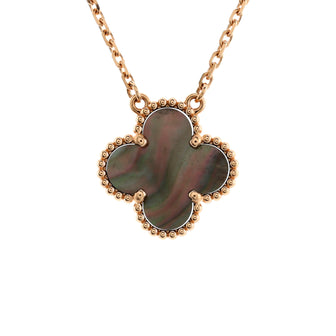 Van Cleef & Arpels Vintage Alhambra Pendant Necklace 18K Rose Gold and Grey Mother of Pearl