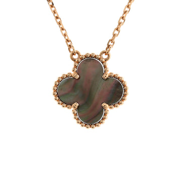 Van Cleef & Arpels Vintage Alhambra Pendant Necklace 18K Rose Gold and Grey Mother of Pearl