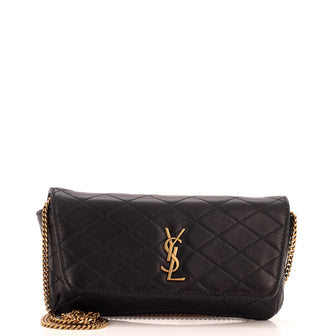 Saint Laurent Gaby Phone Holder Shoulder Bag Quilted Leather