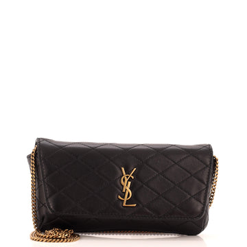 Saint Laurent Gaby Phone Holder Shoulder Bag Quilted Leather