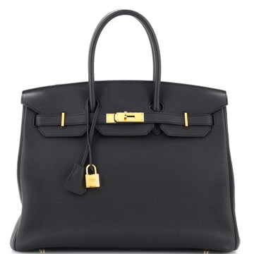 Hermes Birkin Handbag Black Togo with Gold Hardware 35