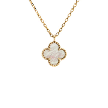 Van Cleef & Arpels Sweet Alhambra Pendant Necklace 18K Yellow Gold and Mother of Pearl
