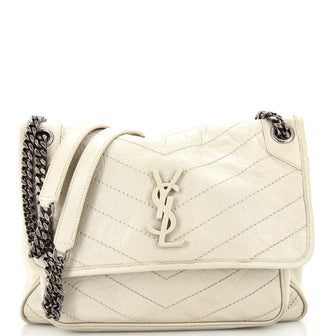 Saint Laurent Niki Chain Flap Bag Matelasse Chevron Leather Medium