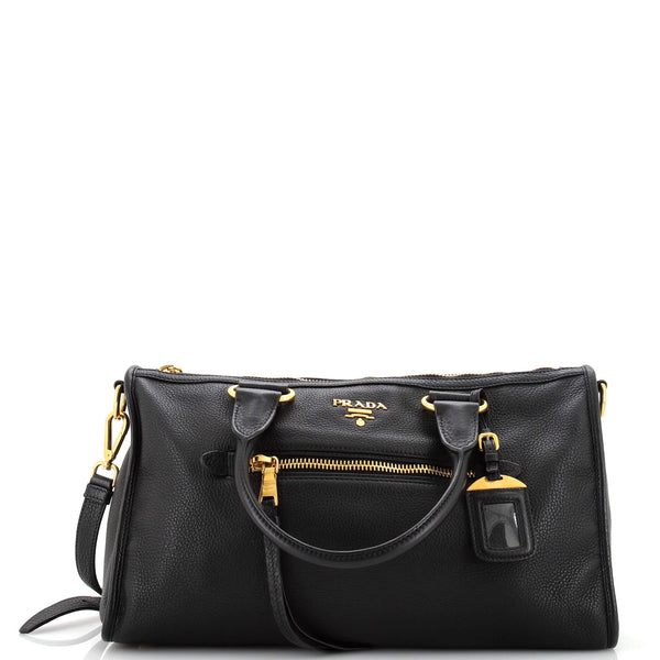 ♤*様 PRADAのバック Prada Front Zip Convertible Satchel Vitello Phenix Medium Black