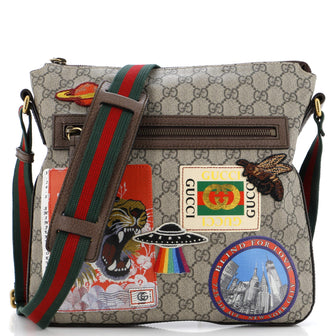 Gucci Courrier Zip Messenger GG Coated Canvas with Applique Medium