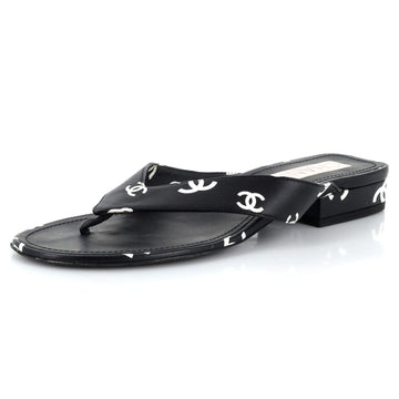 Chanel Women's CC Logo Thong Sandals Leather