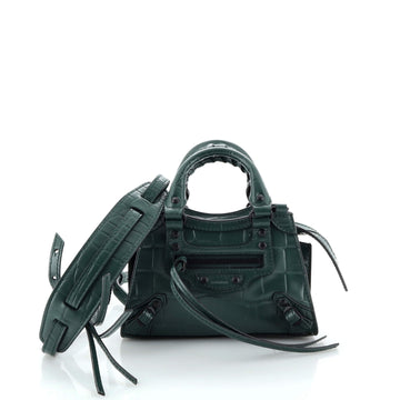 Balenciaga Neo Classic City Bag Crocodile Embossed Leather Nano