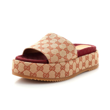 Gucci Women's Angelina Platform Slide Sandals GG Canvas