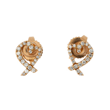 Tiffany & Co. Paloma Picasso Loving Heart Stud Earrings 18K Rose Gold with Diamonds Mini