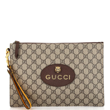 Gucci Neo Vintage Wristlet Pouch GG Coated Canvas