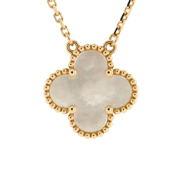 Van Cleef & Arpels Vintage Alhambra Pendant Necklace 18K Yellow Gold and Mother of Pearl
