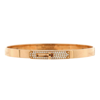 Hermes Kelly Bracelet 18K Rose Gold and Pave Diamonds Small