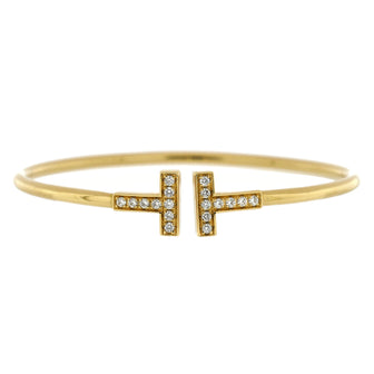 Tiffany & Co. T Wire Bracelet 18K Yellow Gold and Diamonds