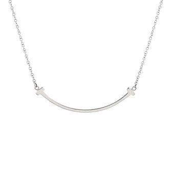 Tiffany & Co. T Smile Pendant Necklace 18K White Gold Small