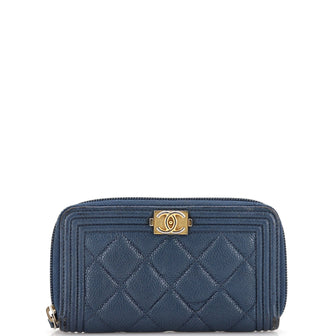 Chanel Boy Zip Around Wallet Quilted Lambskin Small