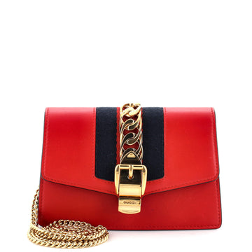 Gucci Sylvie Chain Shoulder Bag Leather Super Mini
