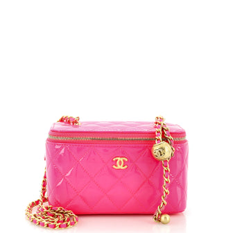 Chanel Pearl Crush Vanity Case with Chain Quilted Patent Small