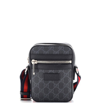 Gucci Web Strap Front Zip Messenger Bag GG Coated Canvas Mini