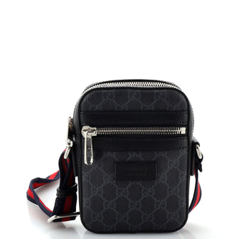 Gucci Web Strap Front Zip Messenger Bag GG Coated Canvas Mini