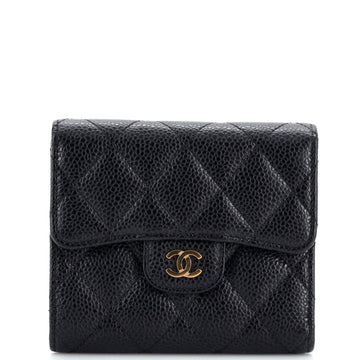 Chanel CC Compact Classic Flap Wallet Quilted Caviar
