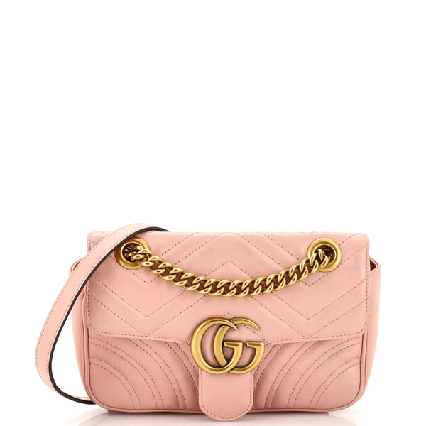 Gucci GG Marmont Flap Bag Matelasse Leather Mini Pink 2656201