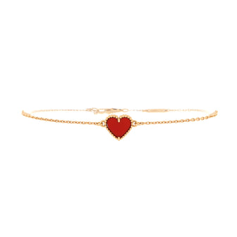 Van Cleef & Arpels Sweet Alhambra Heart Bracelet 18K Rose Gold with Carnelian