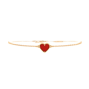 Van Cleef & Arpels Sweet Alhambra Heart Bracelet 18K Rose Gold with Carnelian