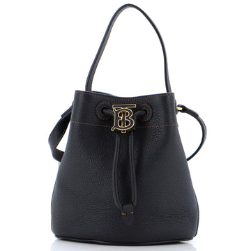 Burberry TB Drawstring Bucket Bag Leather Mini
