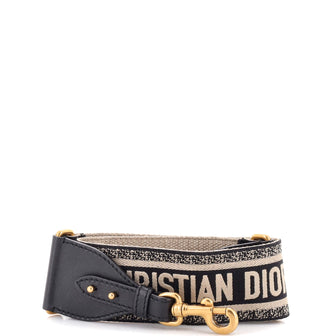 Christian Dior Logo Shoulder Strap Embroidered Canvas