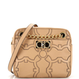 Salvatore Ferragamo Iconic Camera Shoulder Bag Leather with Applique