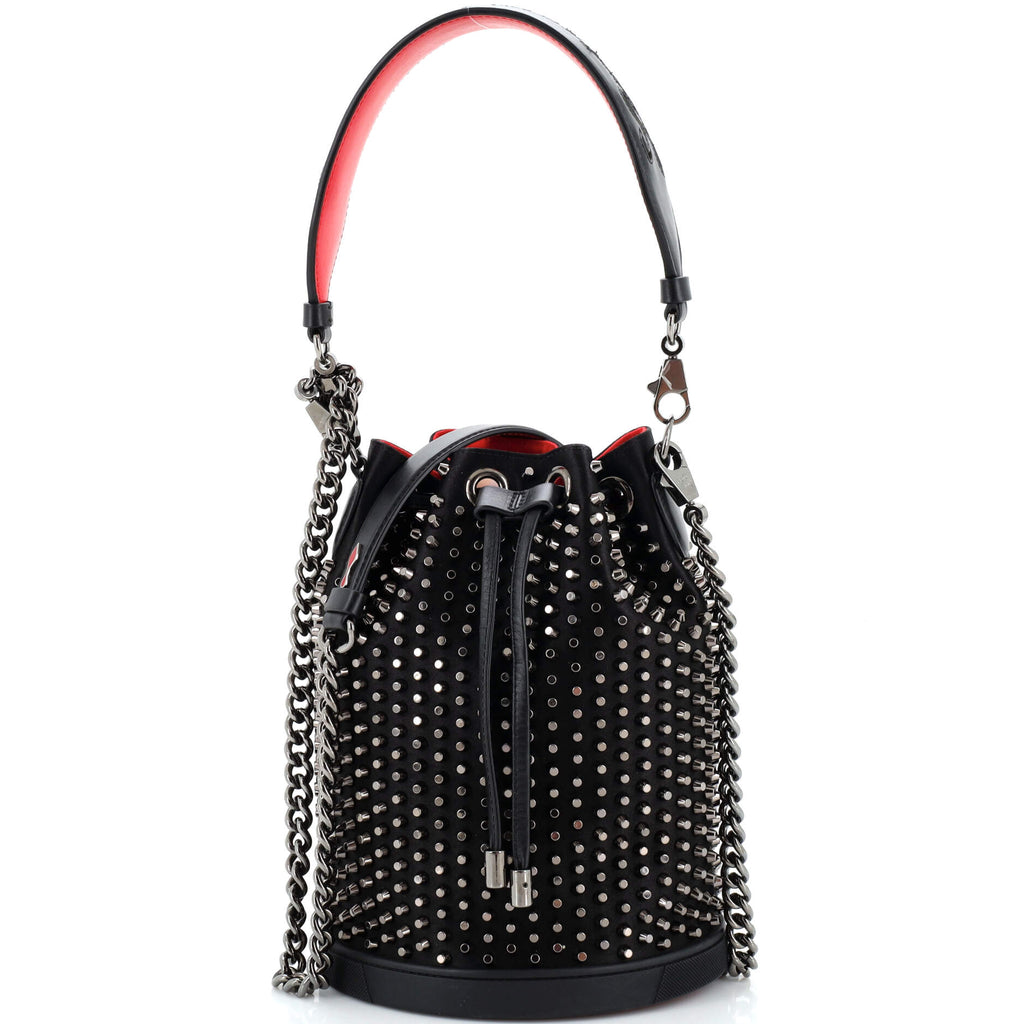 Christian Louboutin Marie Jane Bucket Bag Studded Satin and