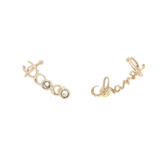Chanel Coco Script Climber Earrings Metal with Crystals