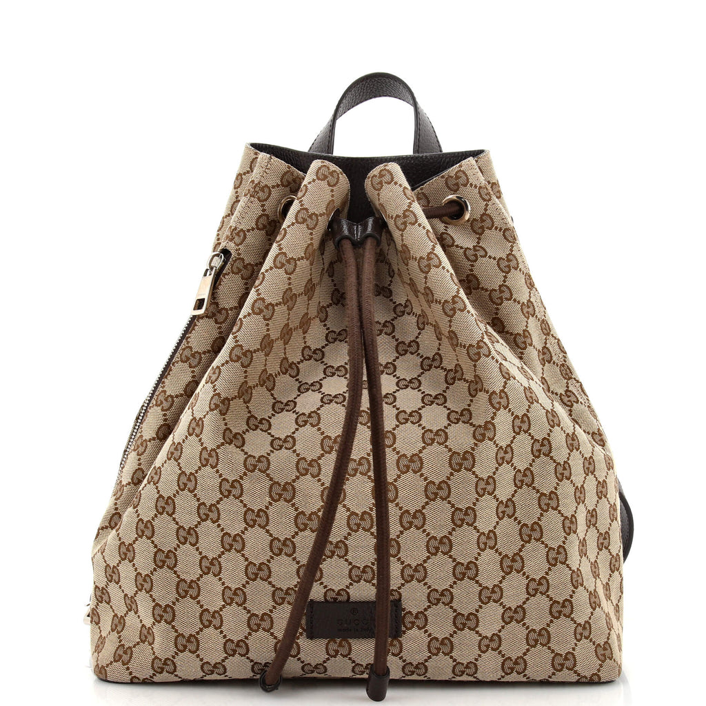 Gucci Drawstring Backpack GG Canvas Medium Brown 2657561 display picture 1
