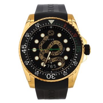 Gucci Snake Dive Quartz Watch PVD Stainless Steel and Rubber 45