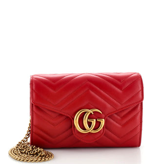Gucci GG Marmont Chain Wallet Matelasse Leather Mini